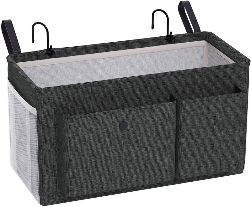 Edudif Bedside Caddy Bedside Organizer with Fixed Straps & Water Bottle Holder, Bunk Bed Caddy ideal for Home, Dorm, Hospital, Crib, Versatile Bedside Storage Solution (Black) - Image 1